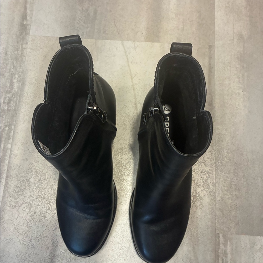 Sperry Black Side-Zip Leather-Look Ankle Booties - Picture 2 of 7